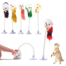 Load image into Gallery viewer, Random Colour Plastic Cat Toys Feather Funny Cat Mice Shape 20 x 10cm False Mouse Pet Products Bottom Sucker Elastic
