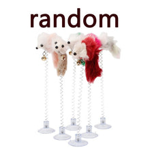 Load image into Gallery viewer, Random Colour Plastic Cat Toys Feather Funny Cat Mice Shape 20 x 10cm False Mouse Pet Products Bottom Sucker Elastic
