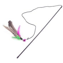 Load image into Gallery viewer, 1Pc Cat Interactive Toy Stick Feather Wand With Small Bell Mouse Cage Toys Plastic Artificial Colorful Cat Teaser Toy Supplies
