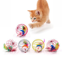 Load image into Gallery viewer, 1Pc Cat Interactive Toy Stick Feather Wand With Small Bell Mouse Cage Toys Plastic Artificial Colorful Cat Teaser Toy Supplies
